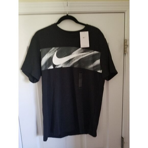 Nike dri-Fit T shirt logo graphic sz: large color: black/White/Silver - Picture 5 of 12